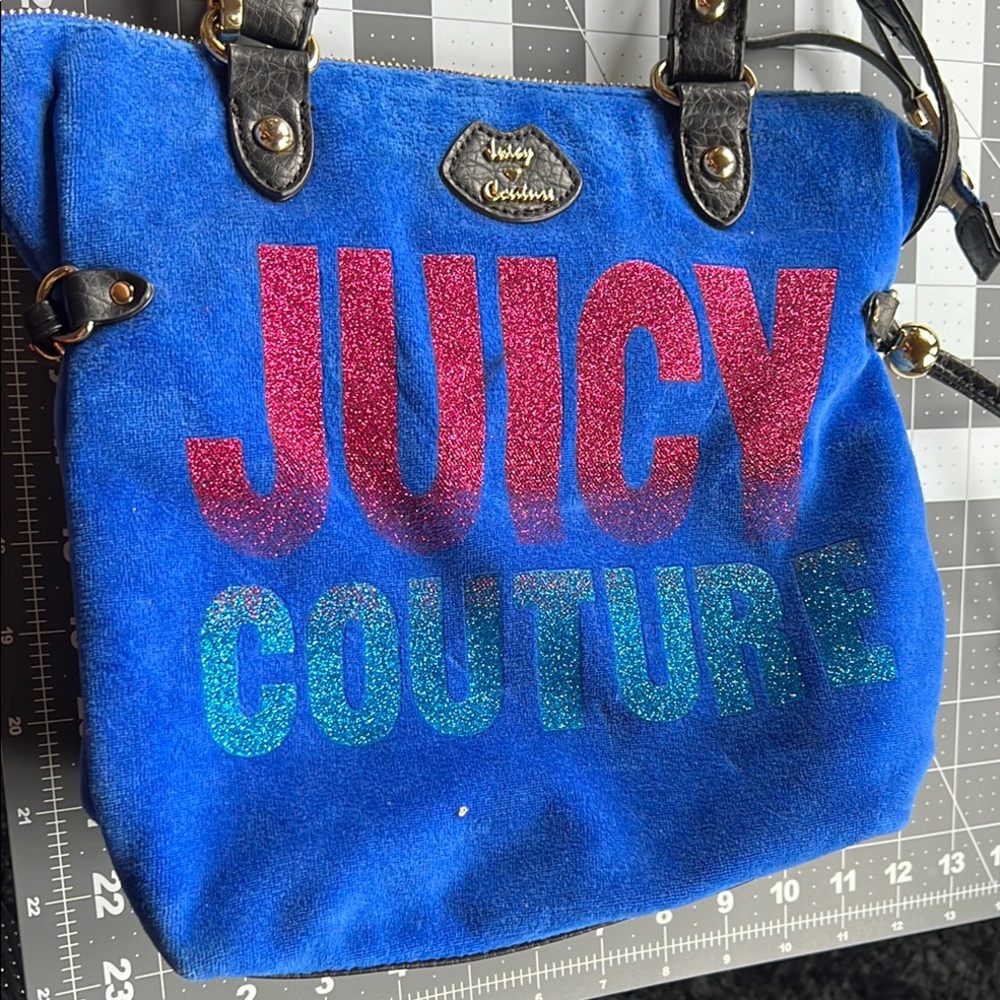 Juicy Couture Blue and Pink Glitter Tote